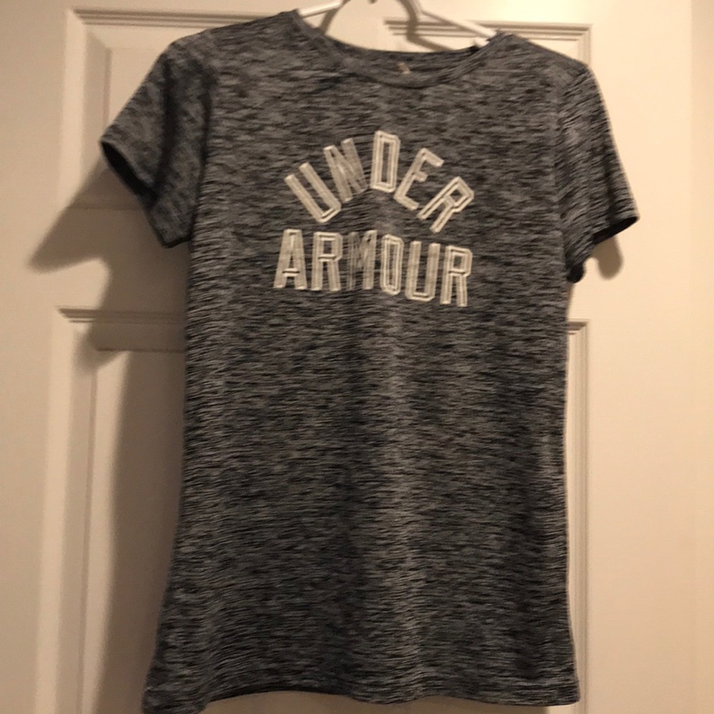 Navy and white Under Armour tee shirt
